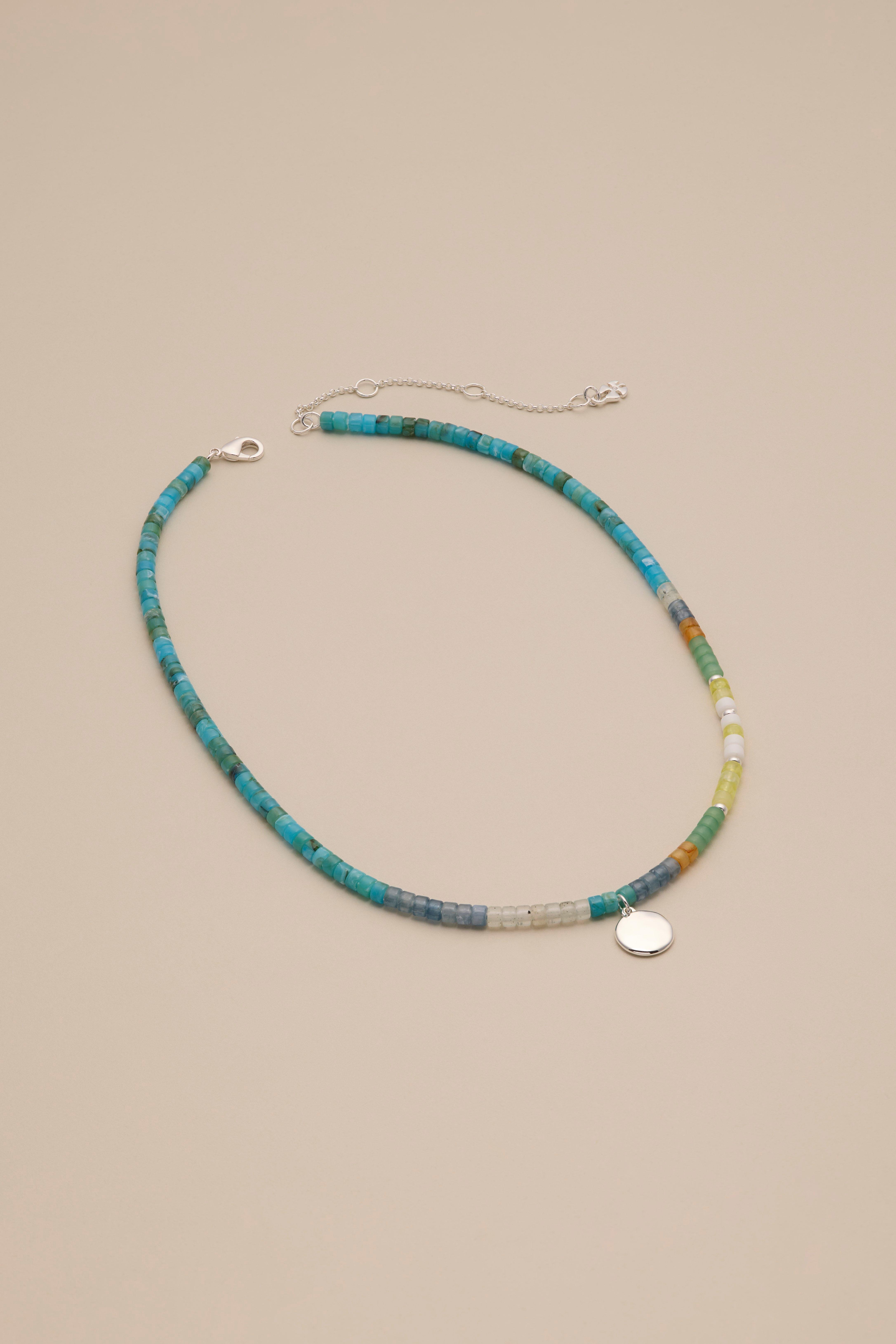 TURQUOISE BEADED CHOKER WITH CHARM