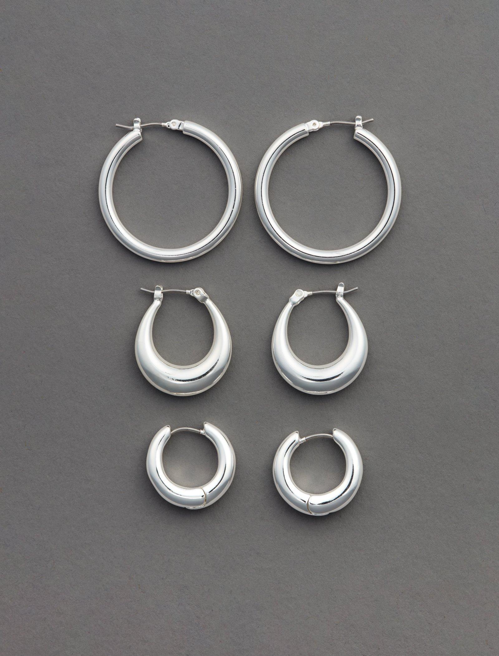 Silver Trio hoop set