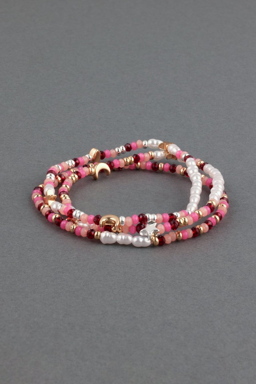 Lucky Pink Beaded bracelets; Pink Beaded Bracelets