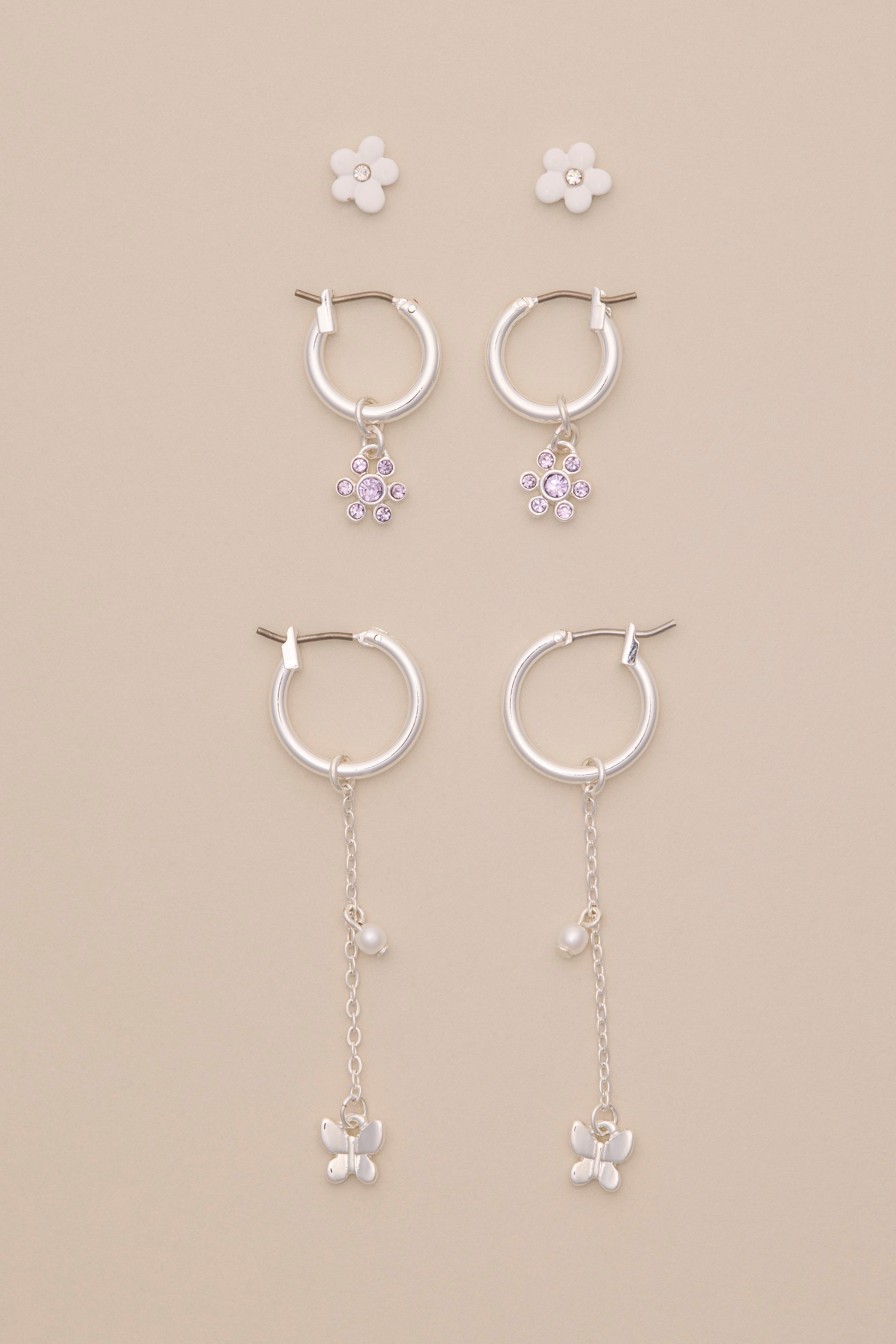 HIGH SHINE SILVER HOOP CHARM SET