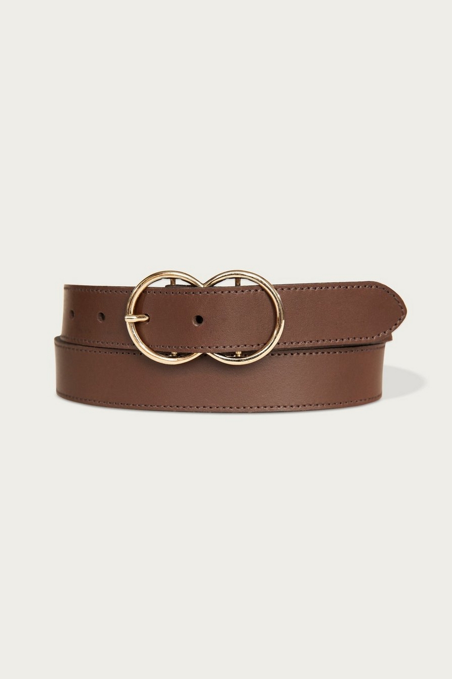 LEATHER BELT WITH DOUBLE RING BUCKLE, image 1