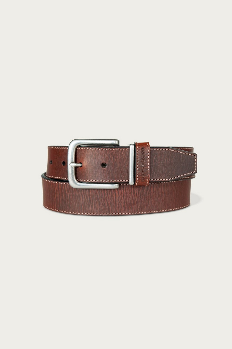 LEATHER JEAN BELT WITH METAL AND LEATHER KEEPER, image 1