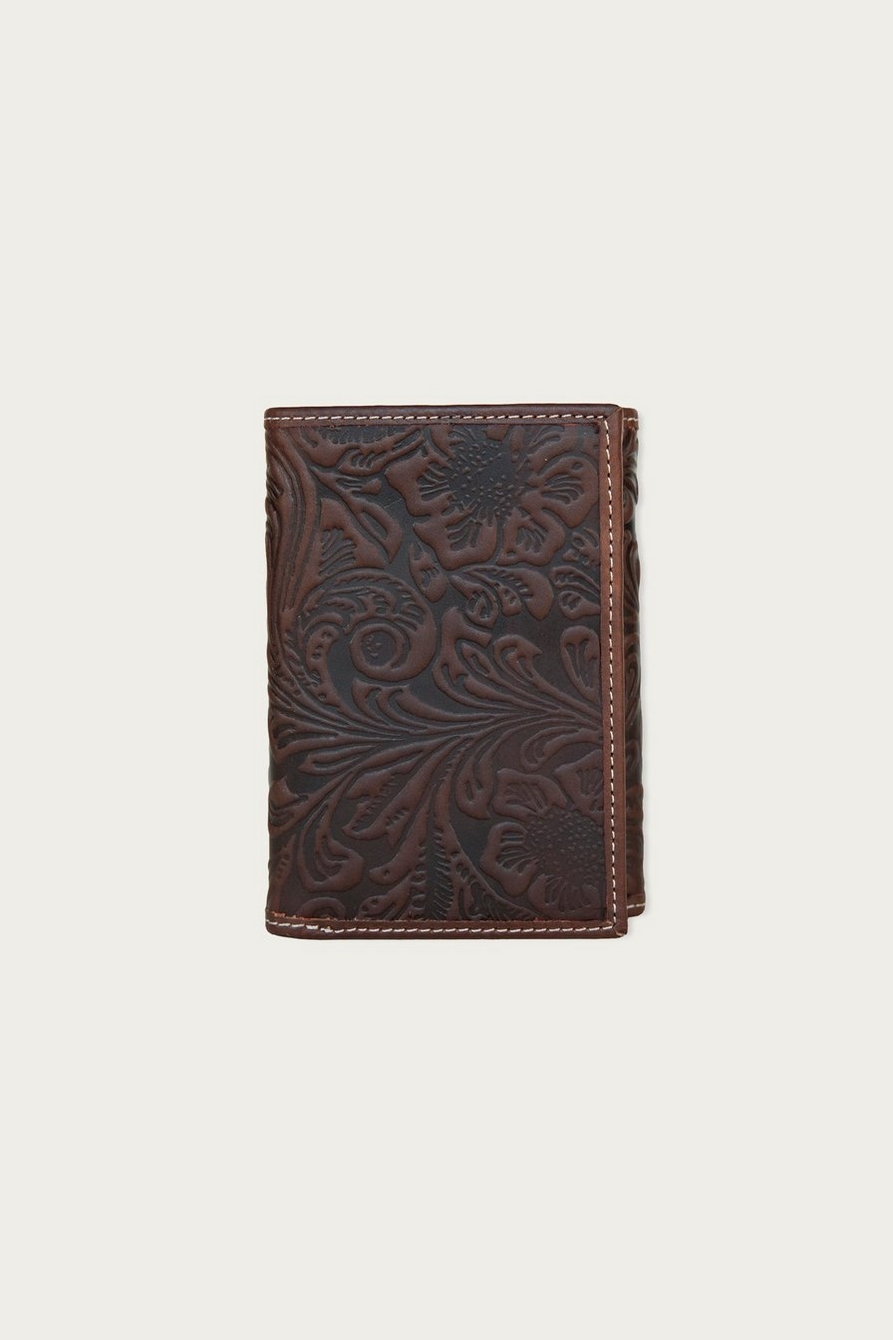 WESTERN EMBOSSED LEATHER TRIFOLD WALLET, image 1