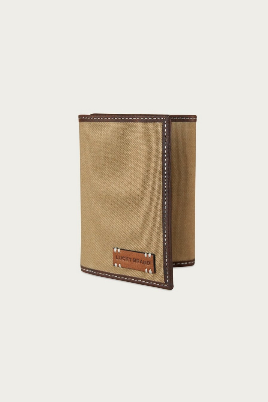 CANVAS WITH LEATHER TRIM TRIFOLD WALLET, image 7