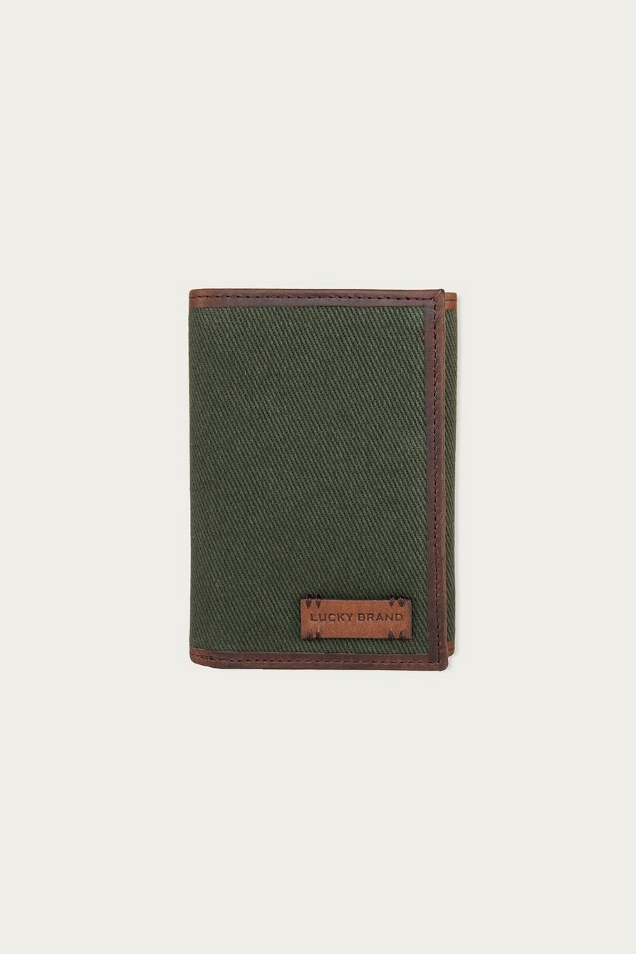 CANVAS WITH LEATHER TRIM TRIFOLD WALLET, image 1