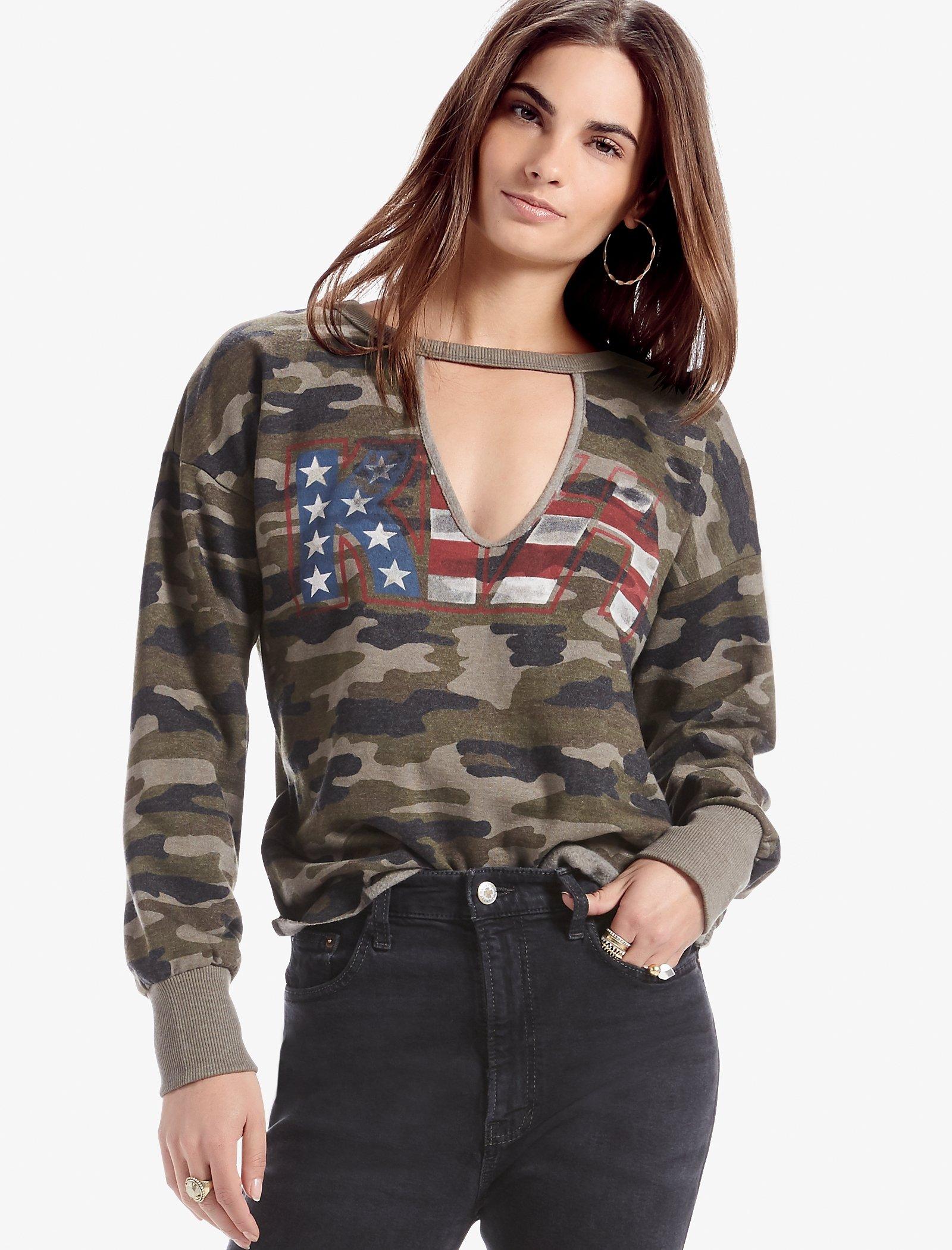 KISS CAMO CHOKER PULLOVER | Lucky Brand