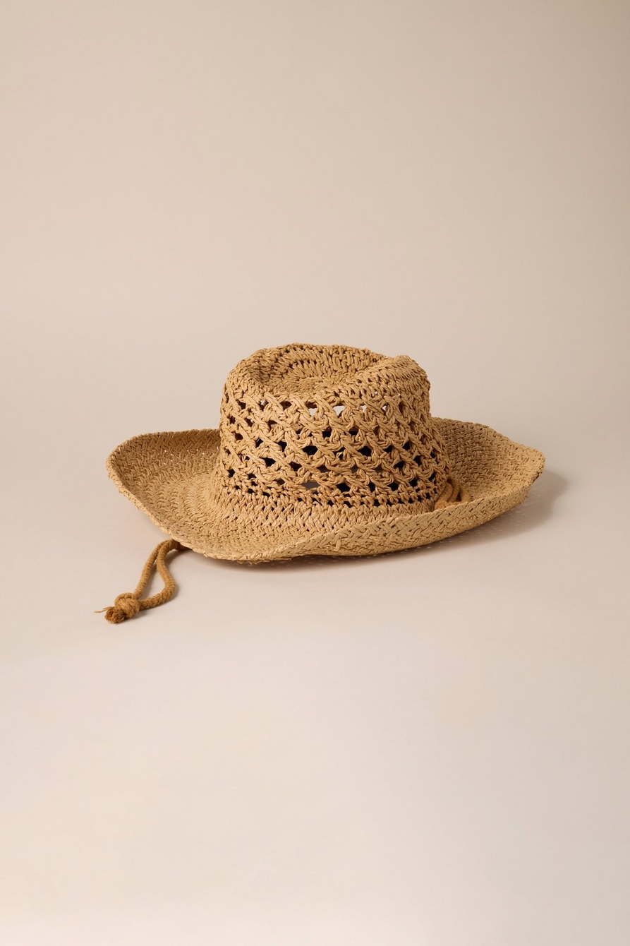 WOVEN COWBOY HAT WITH STRAP, image 2