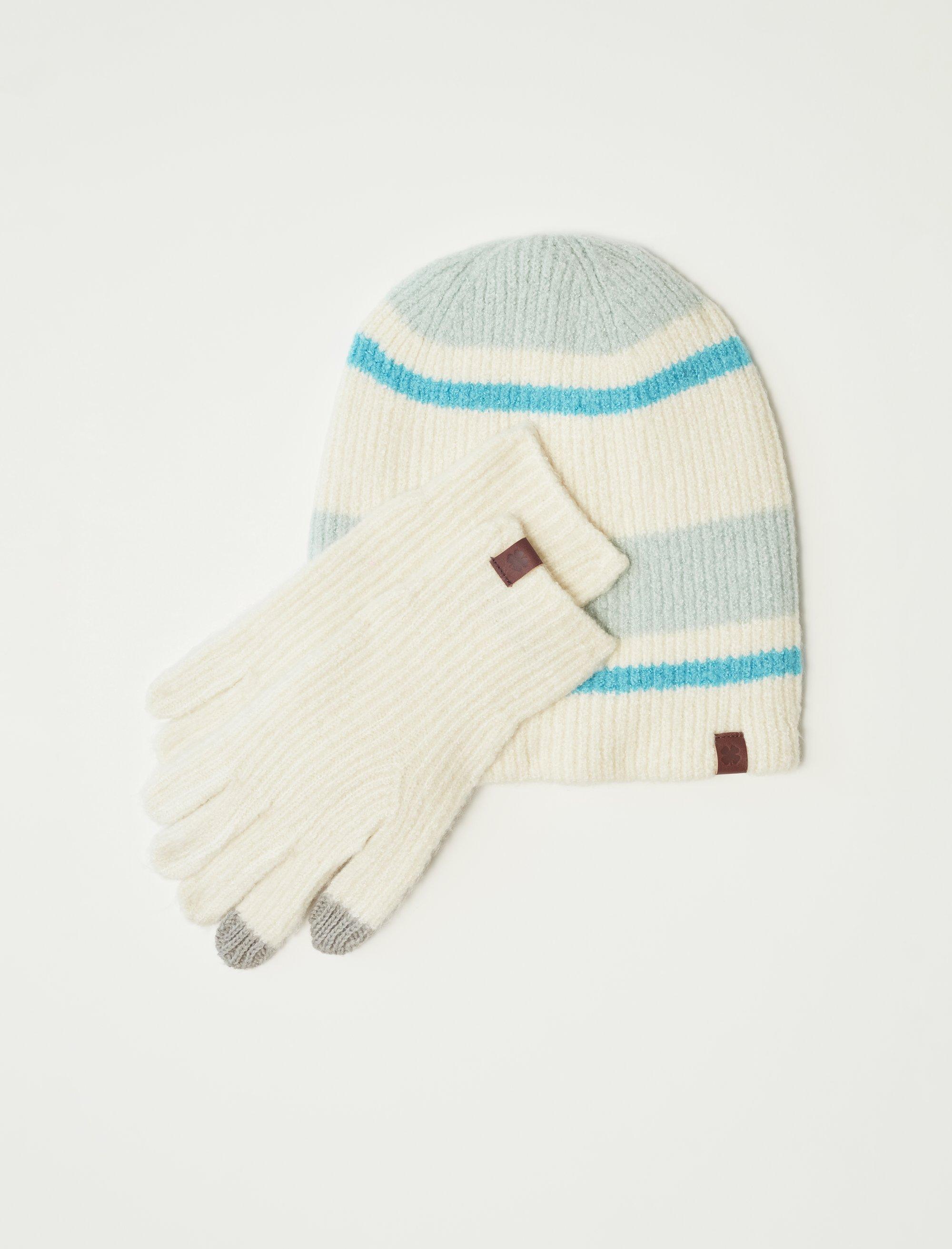 STRIPED BEANIE & GLOVE SET