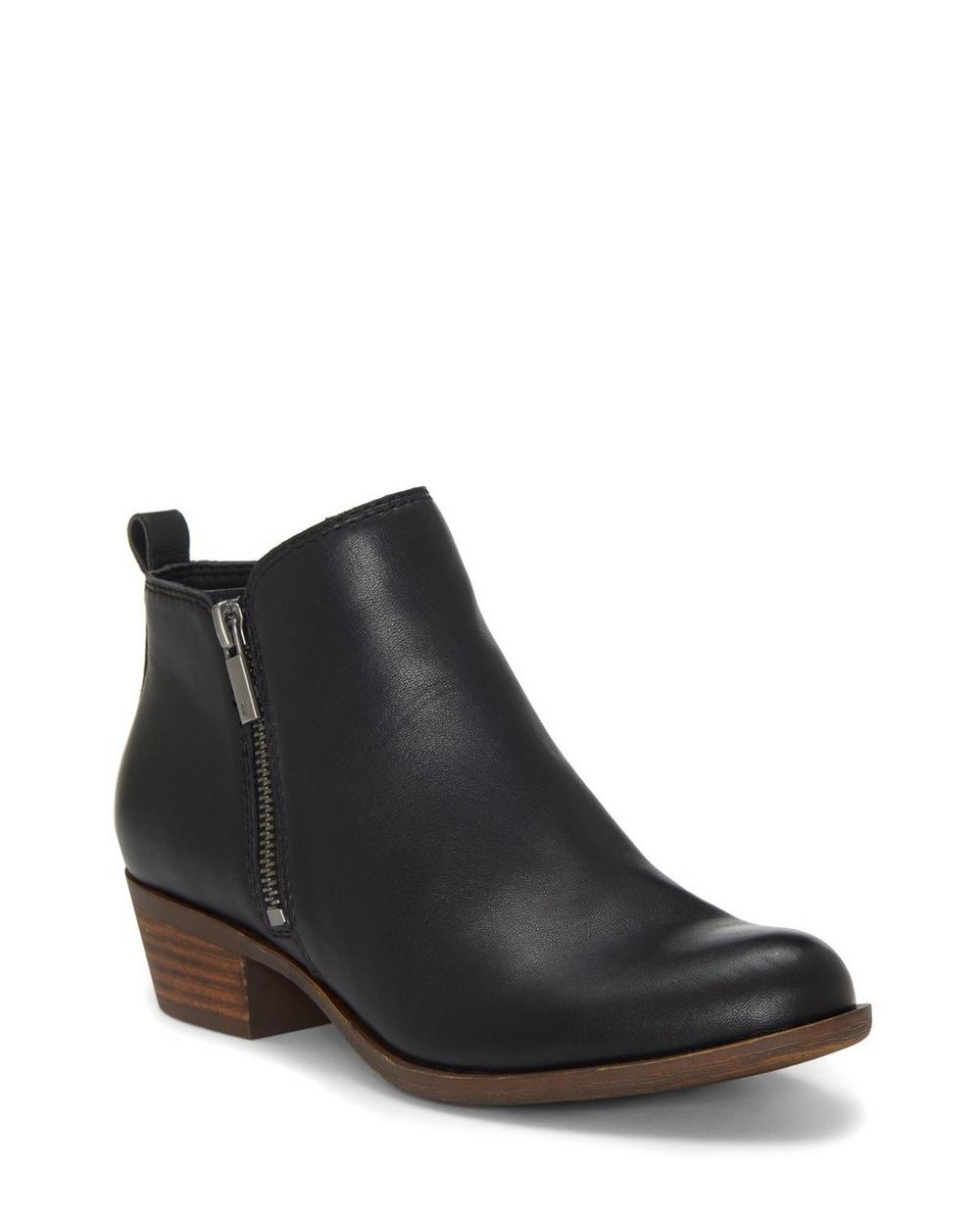 Lucky Brand Women's Basel Bootie Black Leather Wide width Ankle Boot