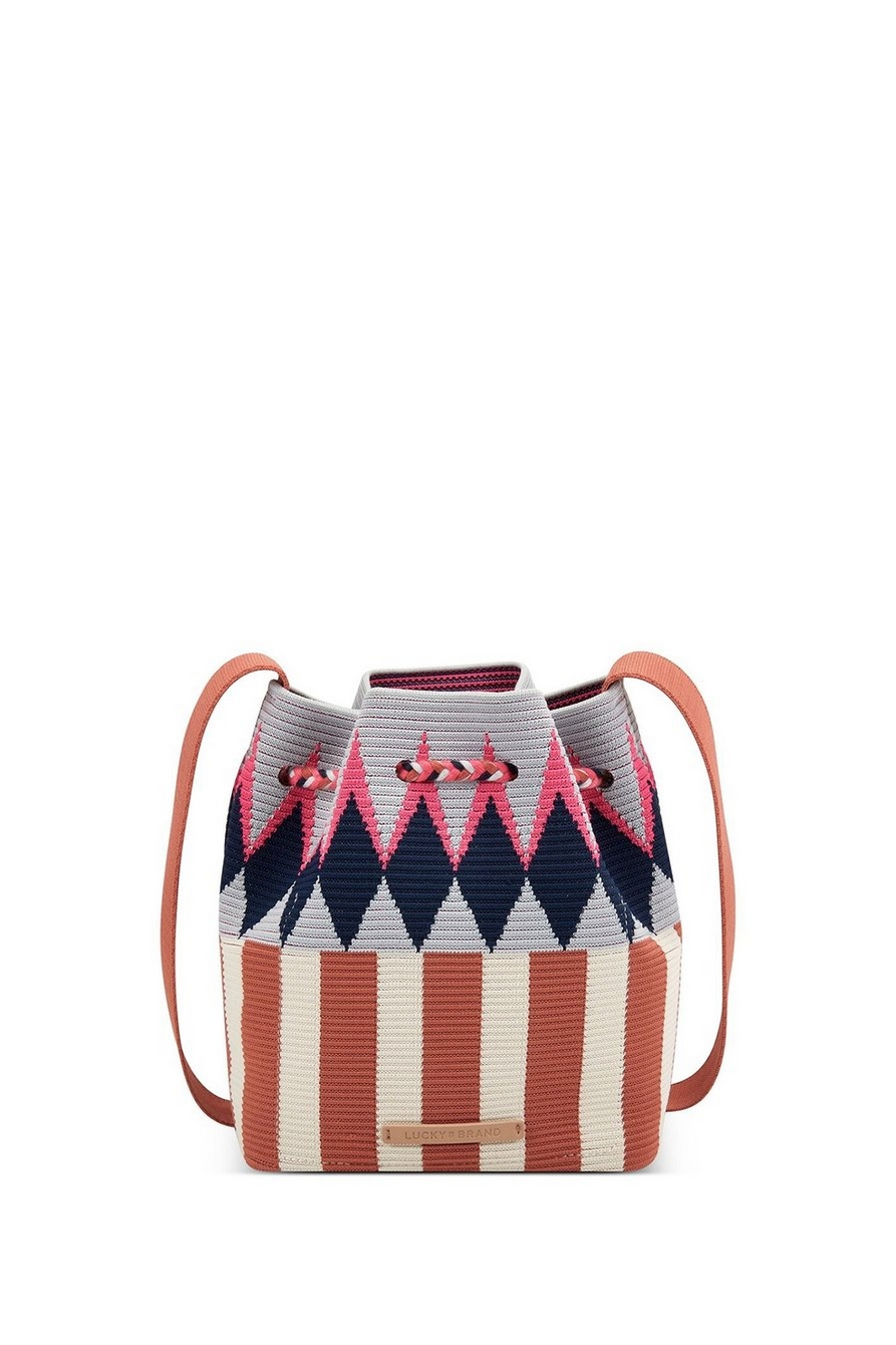 Bimba y Lola extra large striped knit shopper bag, Red