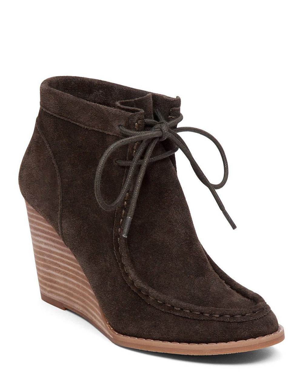 Lucky Brand Women's Sesame Tan Ysabel Lace Up Wedge Bootie Shoes Ret $129 New 