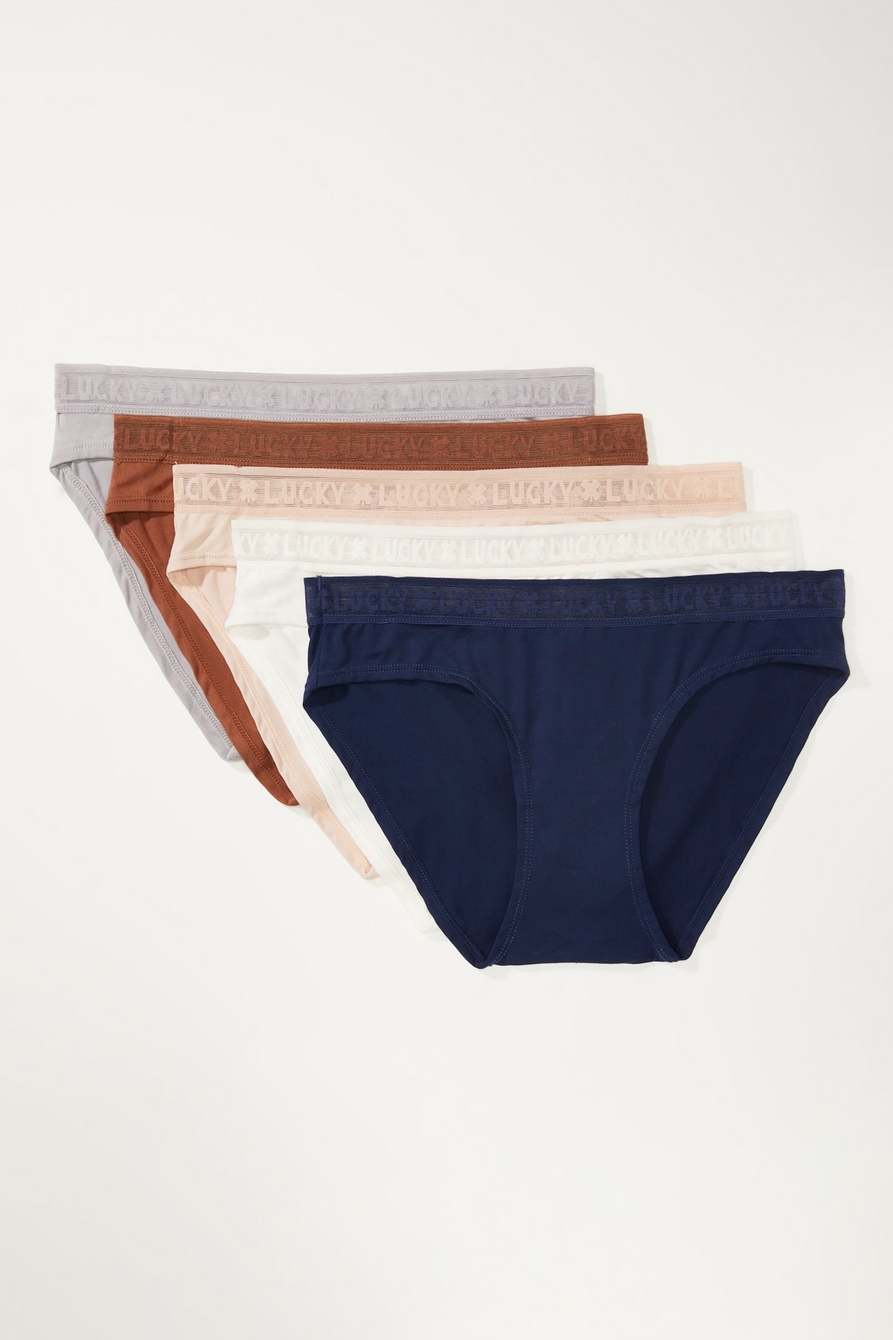 Lucky Brand Laser-Bonded Panties - 5-Pack, Bikini Briefs