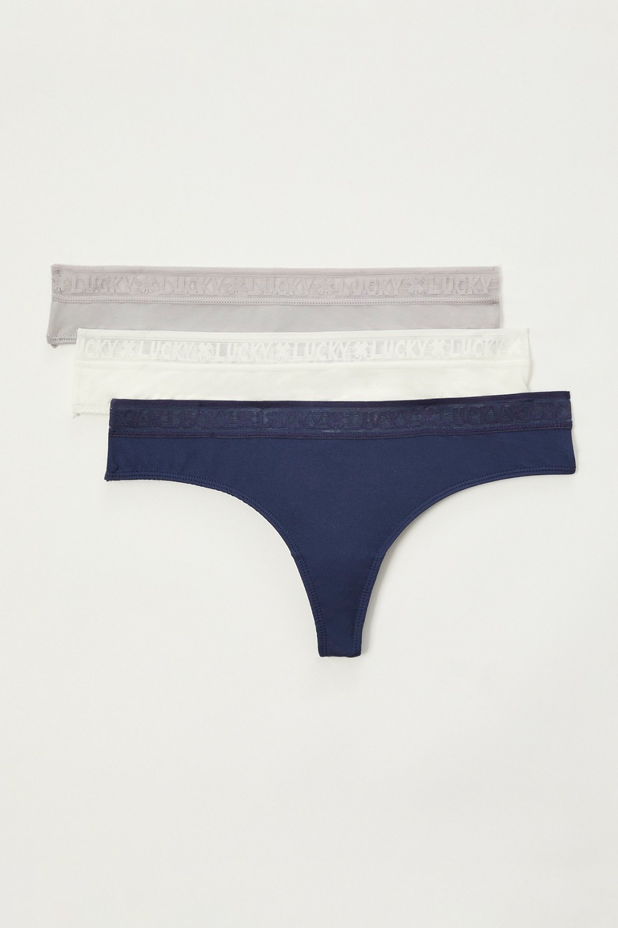 LUCKY LACE LOGO THONG 3 PACK