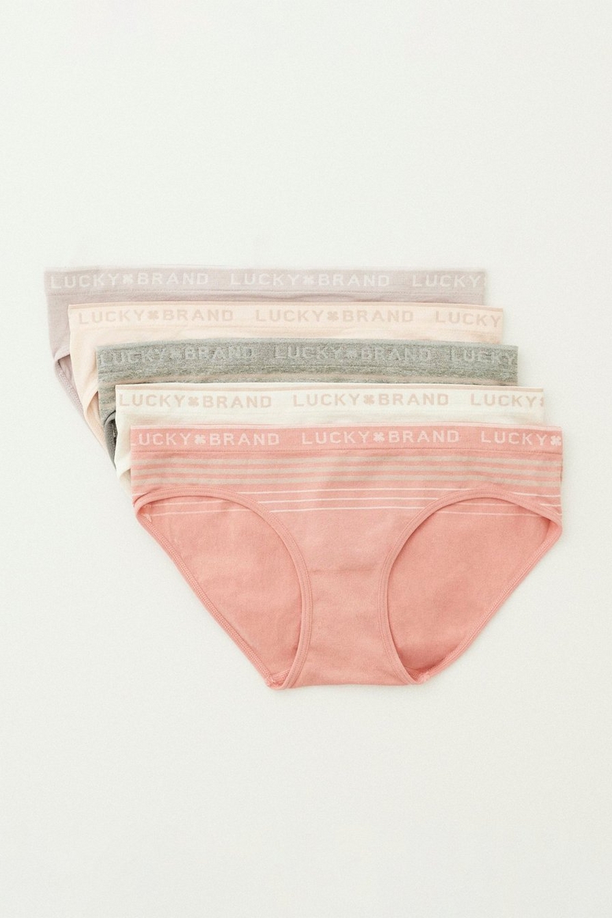 Lucky Brand Womens Bikini Underwear Panties Polyester Blend 5-Pair Soft ~  LARGE