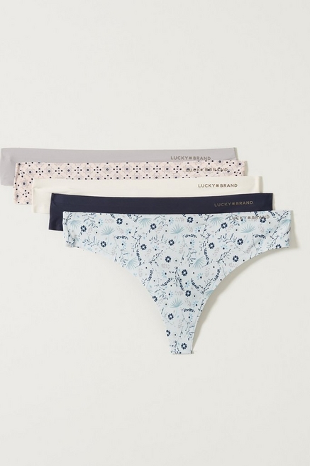 Lucky Brand Women's Underwear - 5 Pack Microfiber Thong Panties (S-XL), Size  Small, Gardenia/Natural/Black/Silver Sconce/Multi - Yahoo Shopping