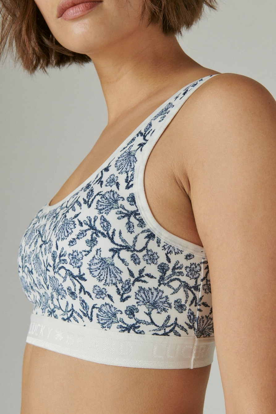 Lucky Brand blue floral and lace super soft lounge sports bra 3