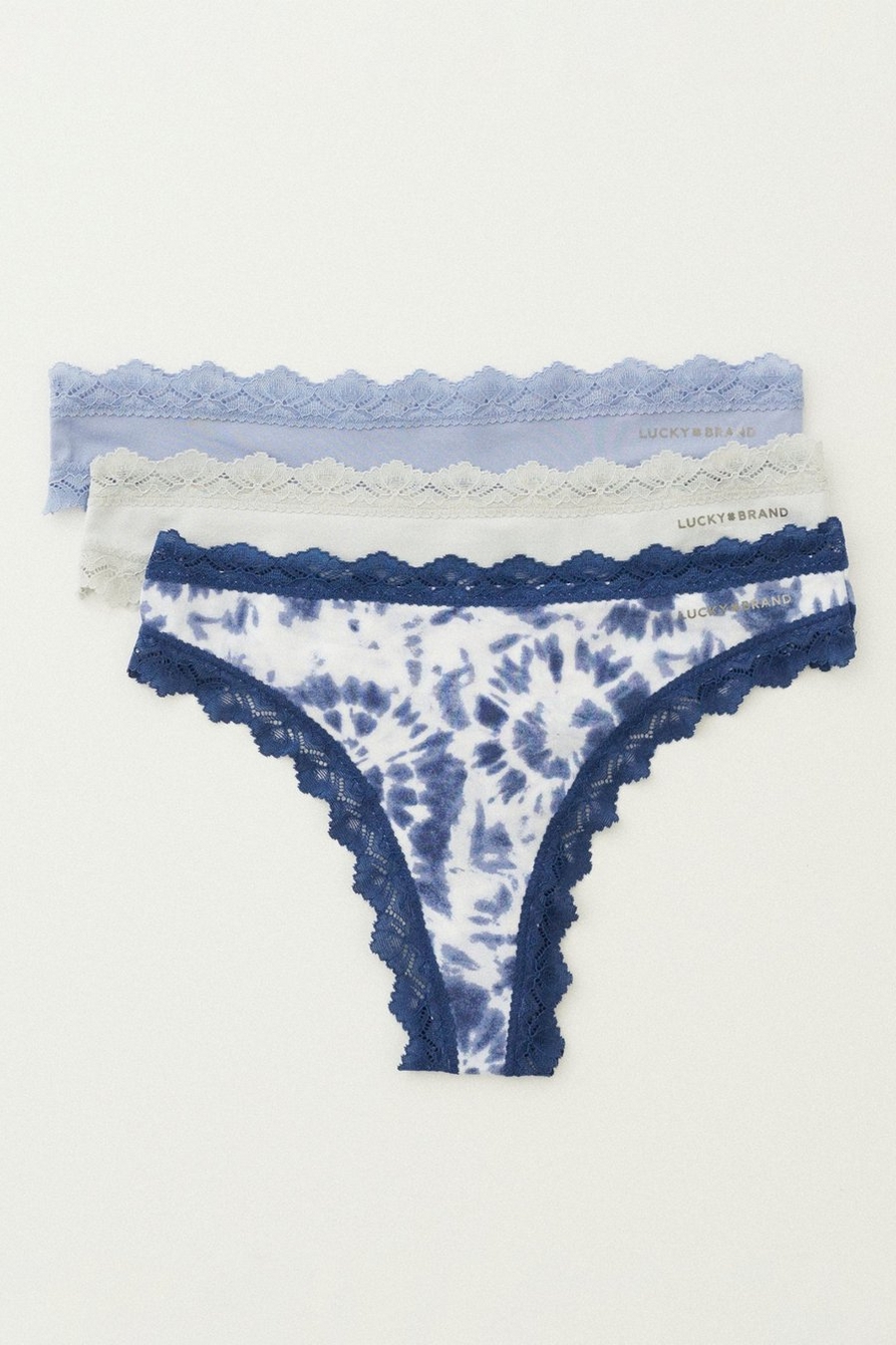 3 PACK LACE TIE DYE THONG