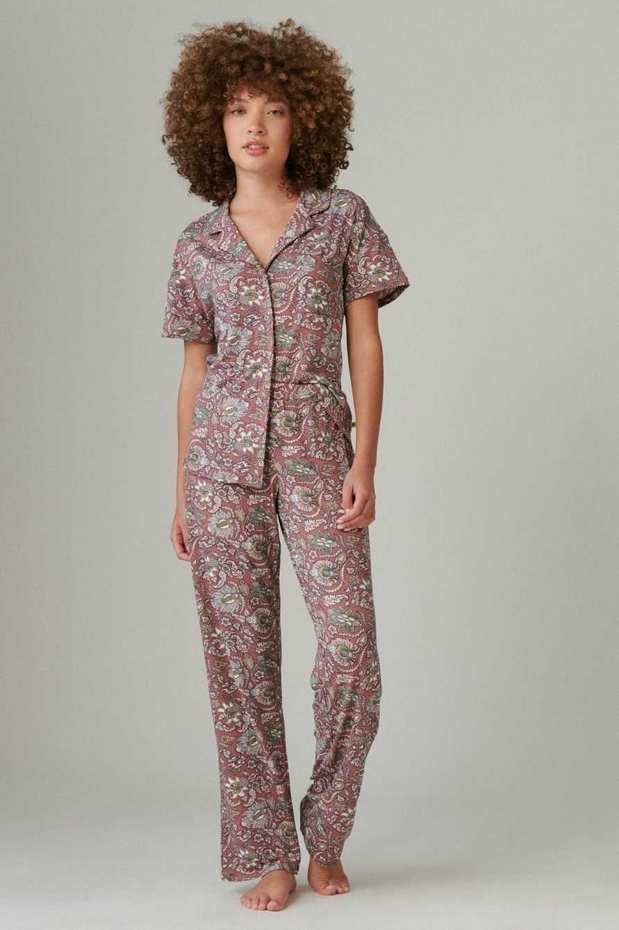 LUCKY BRAND Women's Gray Navy PJ's Small S 4-6 Stars Pajamas 4-Piece Lounge  NWT