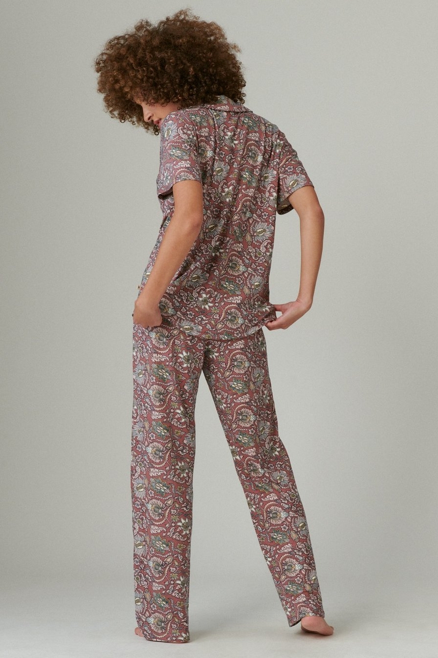 Lucky Brand Women's 4-Piece Pajama Set Pink Floral - Depop
