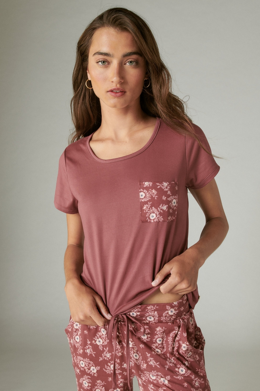 Lucky Brand Ladies' 4 piece Pajama Set (Mini Denim Floral, S
