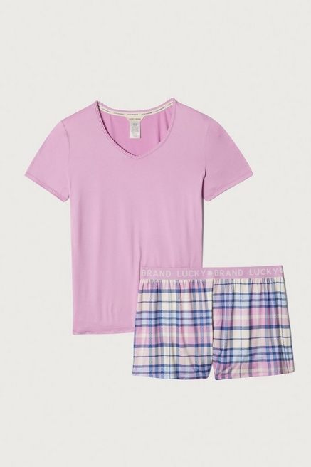 Lucky Brand Ladies' 4-Pieces Pajama Set Tee Tank Short Pant Red Sz XXL Brand  New