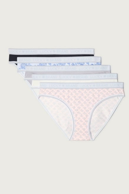 Lucky Brand ~ Womens Thong Underwear Panties Nylon Blend 5-Pair (A) ~ 3X