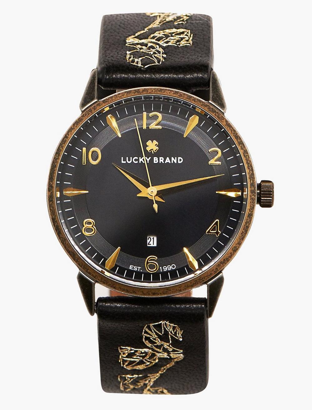 Torrey Embroidered Leather Watch | Lucky Brand