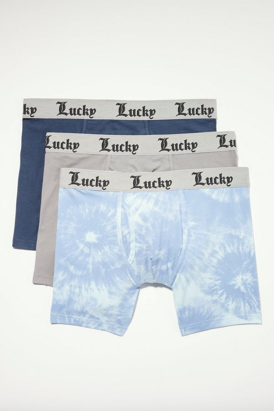 Lucky Brand 3-Stretch Boxer Briefs with Fly Pouch MED (32-34) Navy
