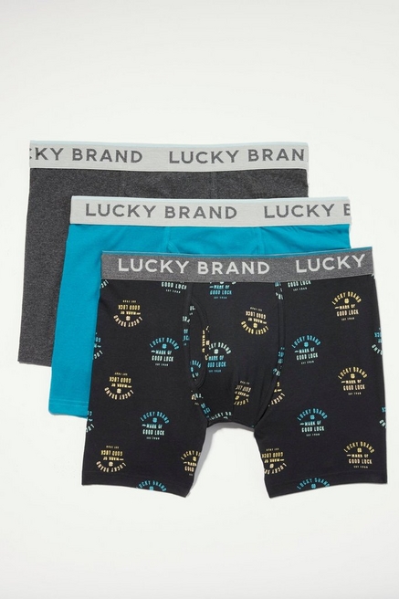 MEN 3-PK Boxer Brief Blue Pink UNDERWEAR Lucky Brand Stretch Blue SZ L 36-38