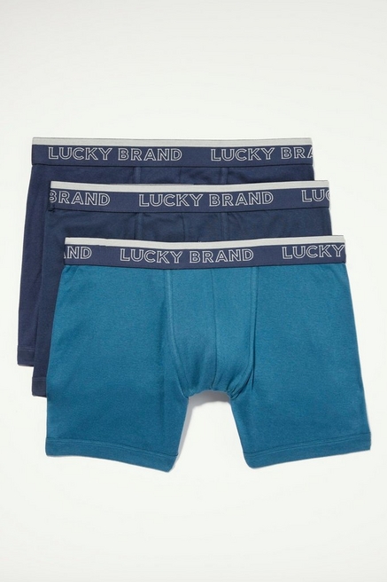 Men's Lucky 213PB06 Cotton Boxer Briefs - 3 Pack (Mood Indigo Assort S) 