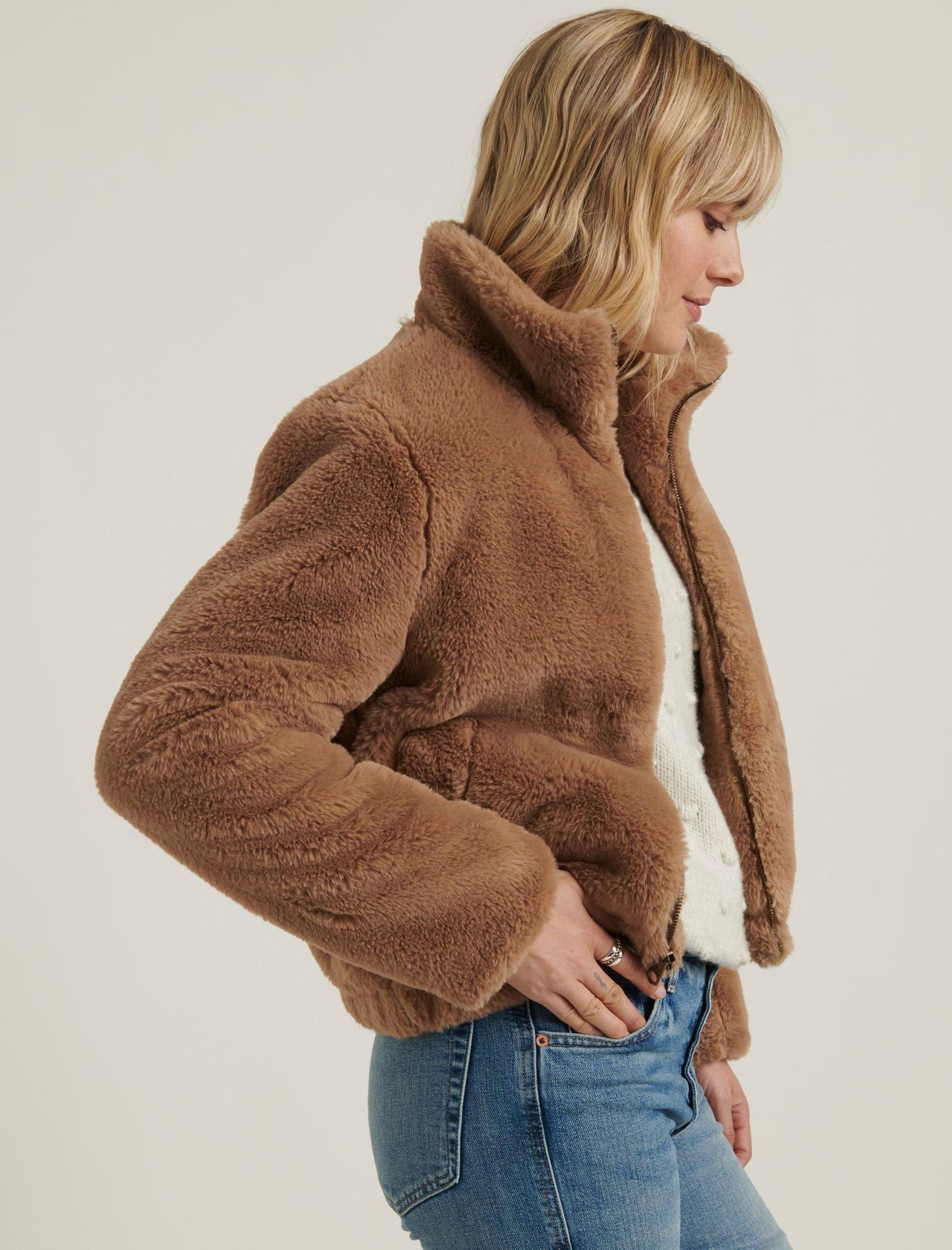 Lucky Brand Womens L Missy Teddy Bear Faux Fur Jacket