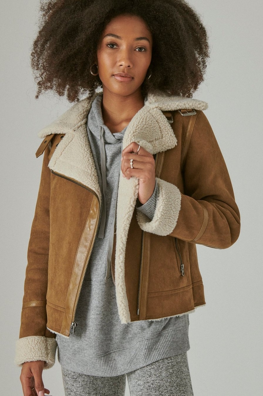 Lucky Brand Women's Plus Size Faux Shearling Button-Front Coat