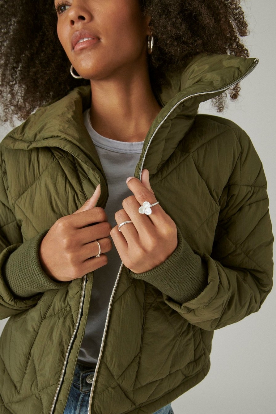 Lucky Brand Taupe Pillow Puffer Coat, Best Price and Reviews