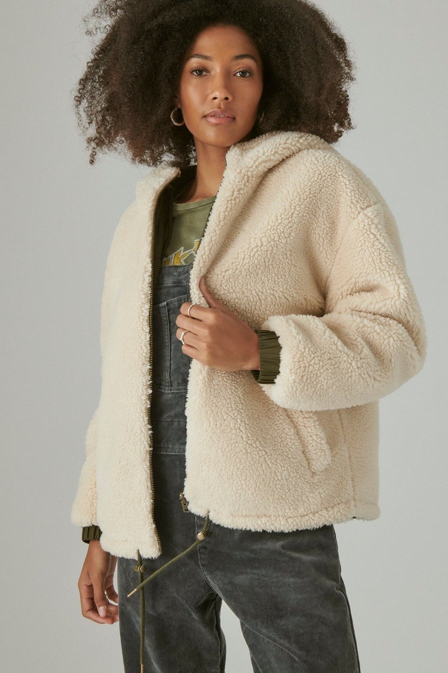 Lucky Brand Women's Reversible Mixed Media Faux Shearling Jacket