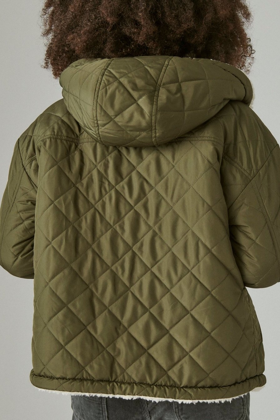 Lucky Brand Women's Faux Fur Camouflage Zip up Winter Jacket Coat