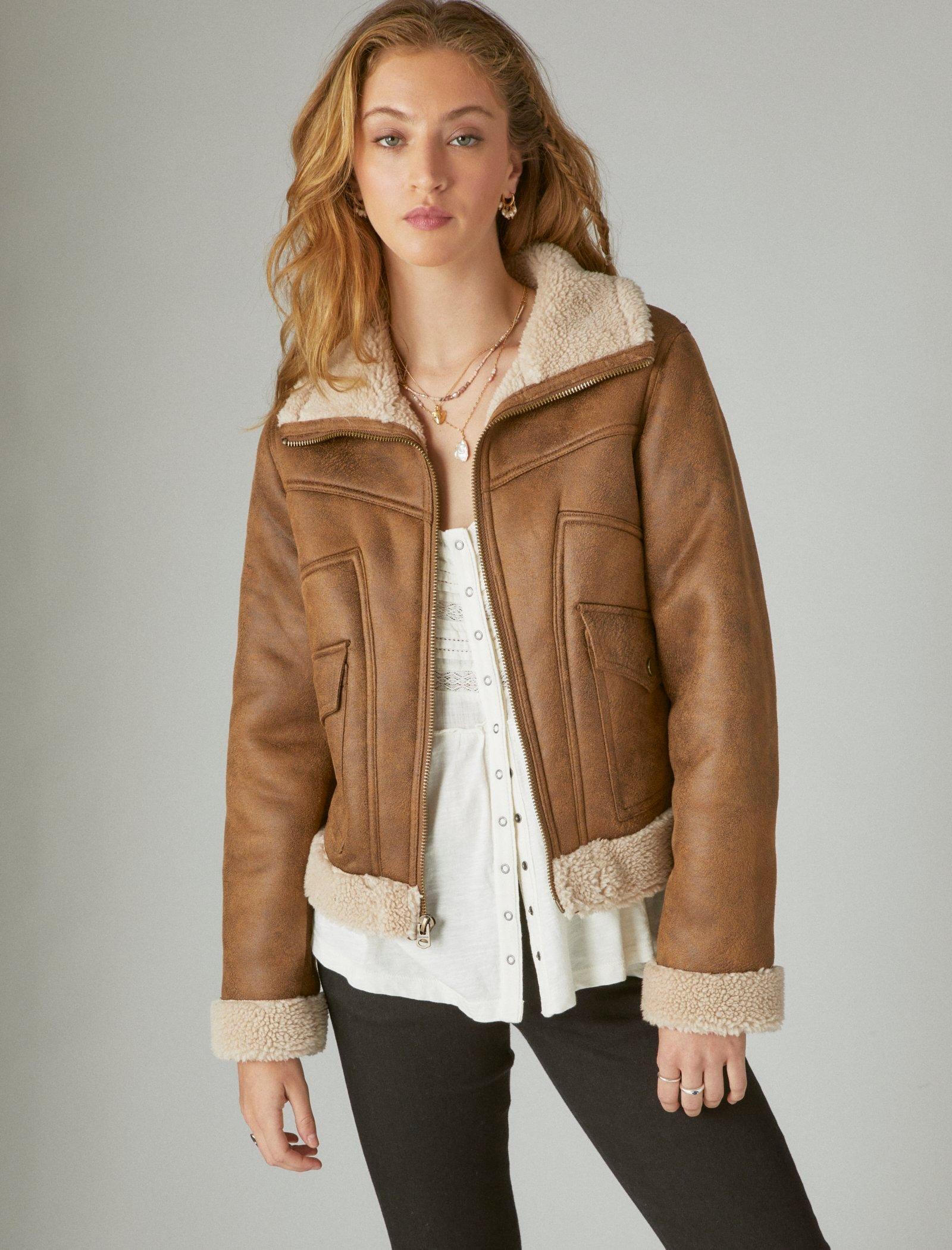 SUEDE FAUX SHEARLING JACKET | Lucky Brand