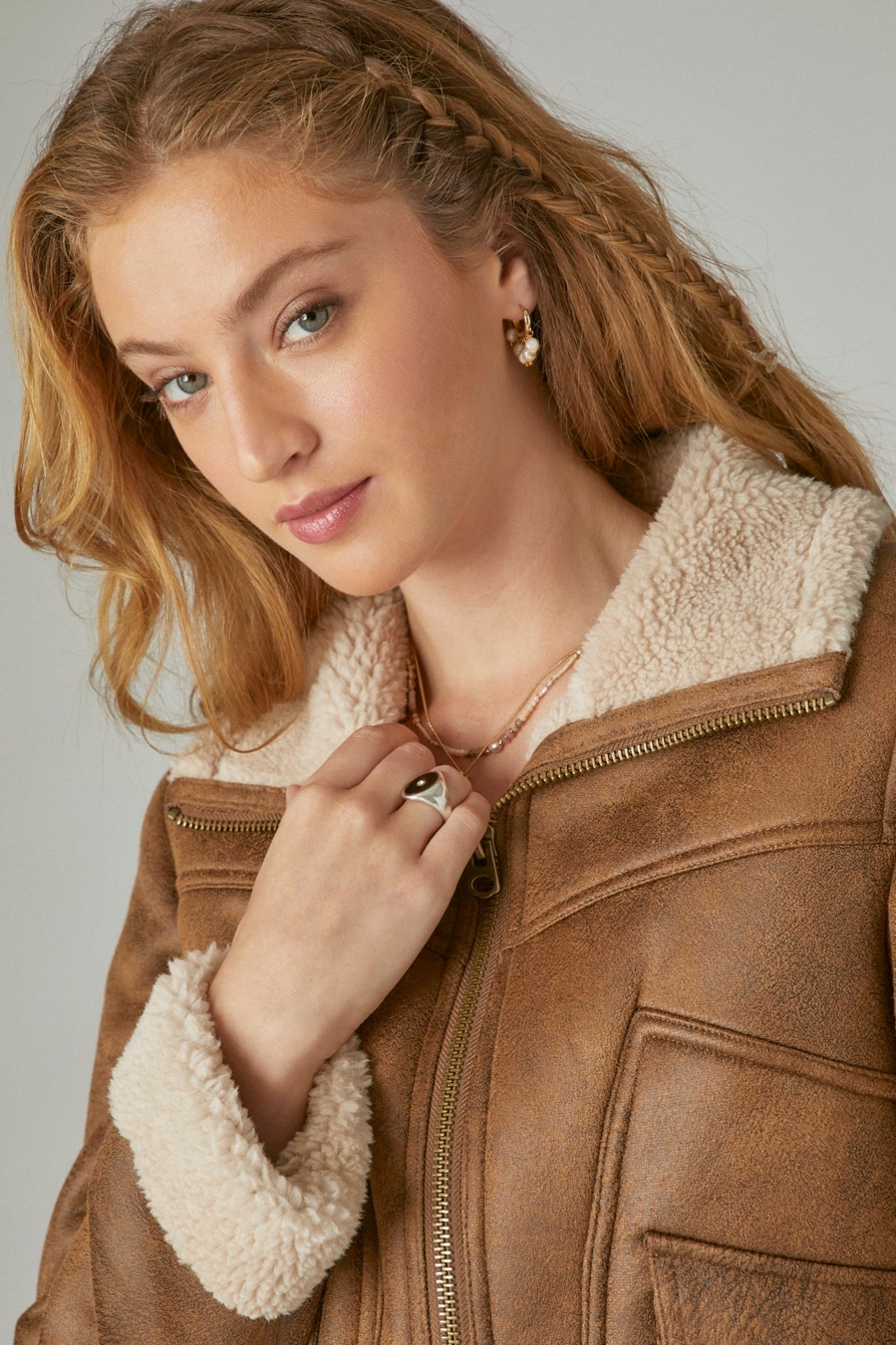 SUEDE FAUX SHEARLING JACKET