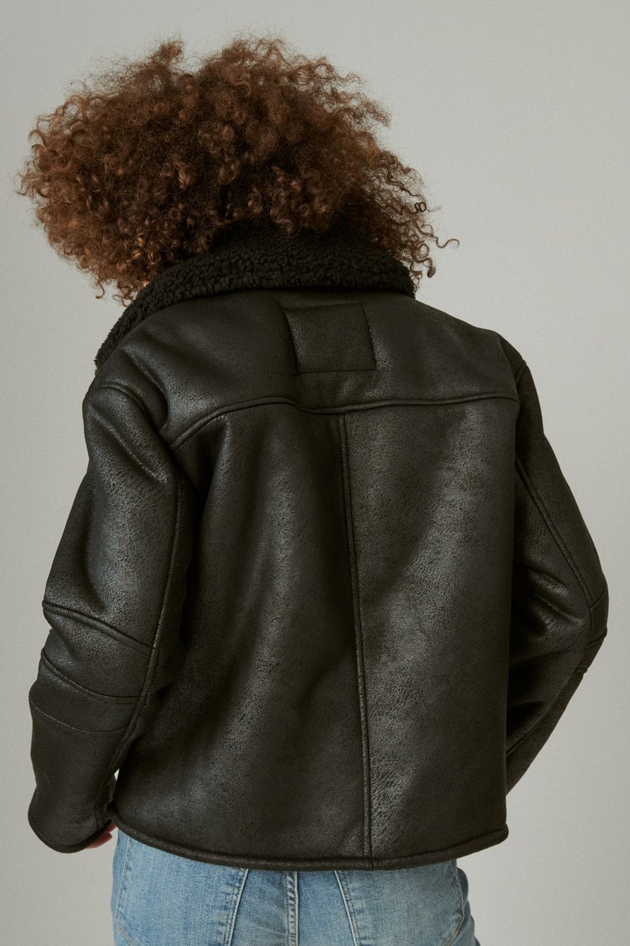 Suede Faux Shearling Moto Jacket, image 3