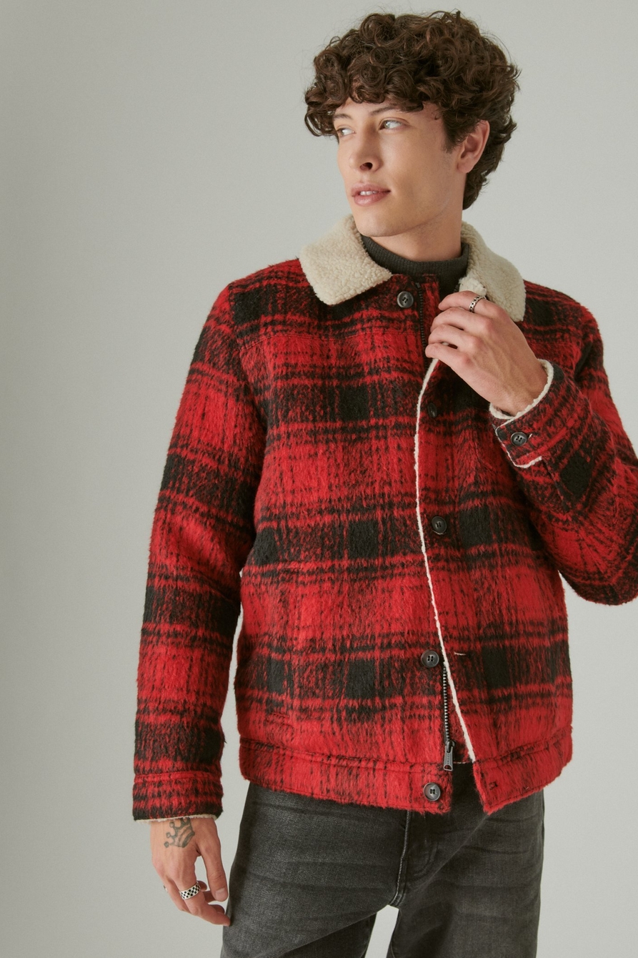 PLAID FAUX SHEARLING LINED TRUCKER JACKET, image 3