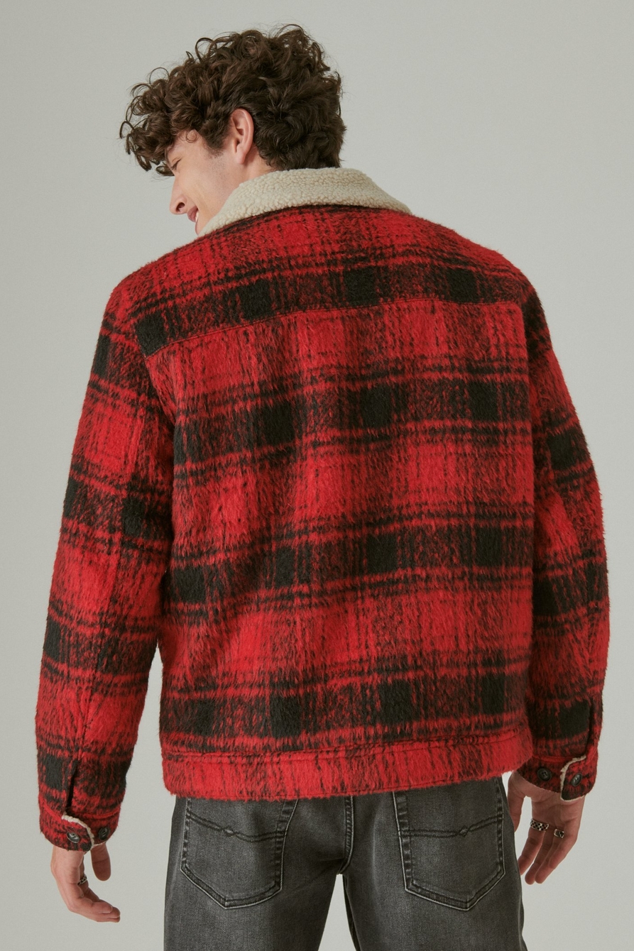 PLAID FAUX SHEARLING LINED TRUCKER JACKET, image 4