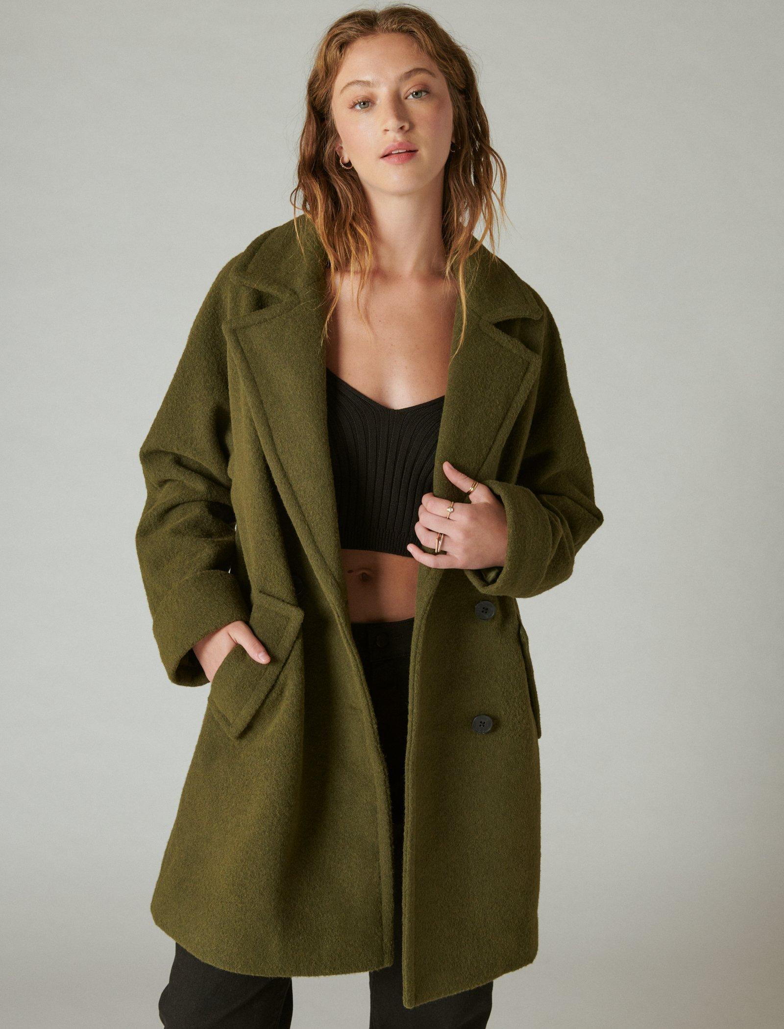 SOLID DOUBLE-BREASTED COAT | Lucky Brand