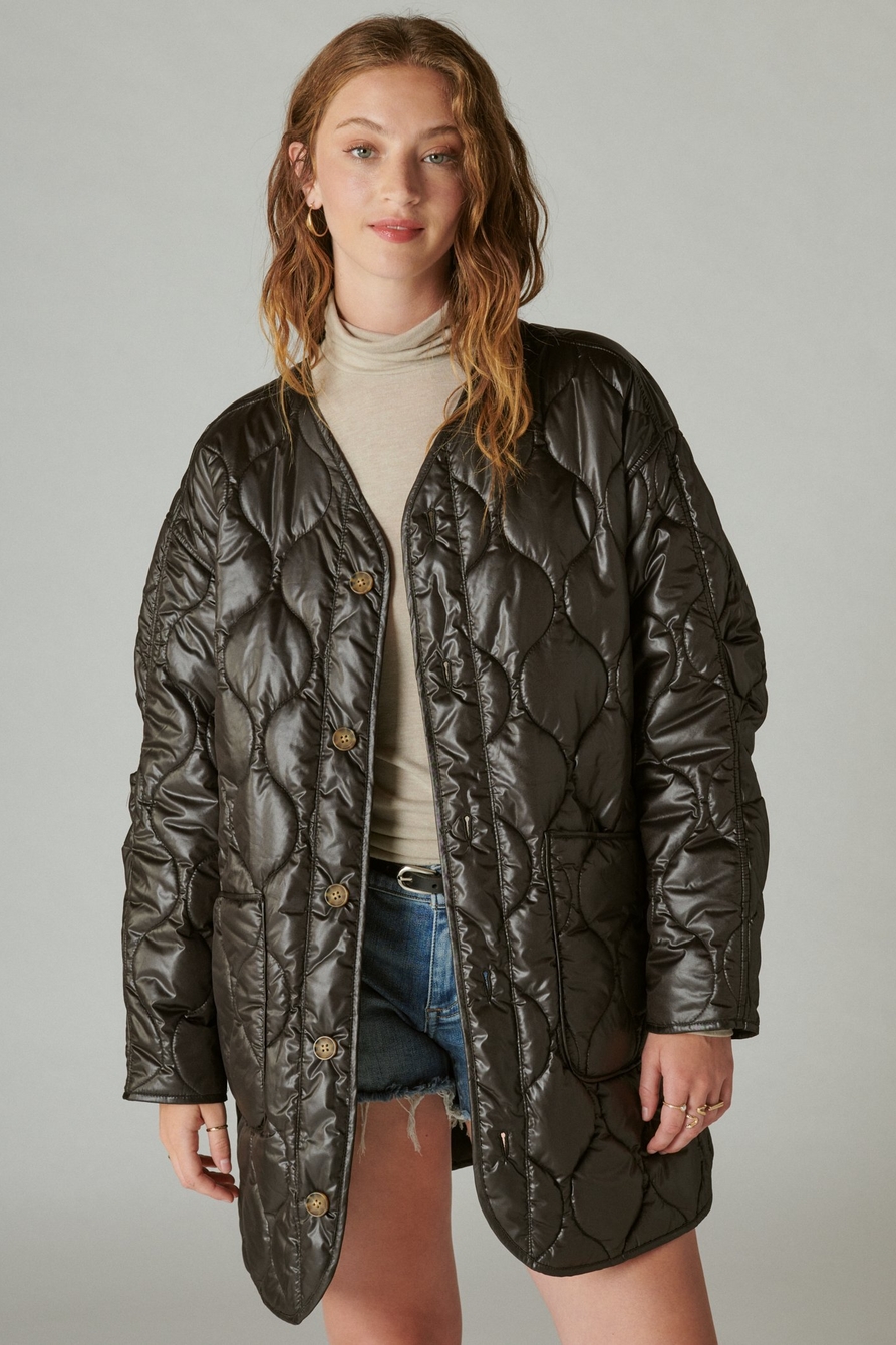 REVERSIBLE SHINE QUILTED LINER JACKET