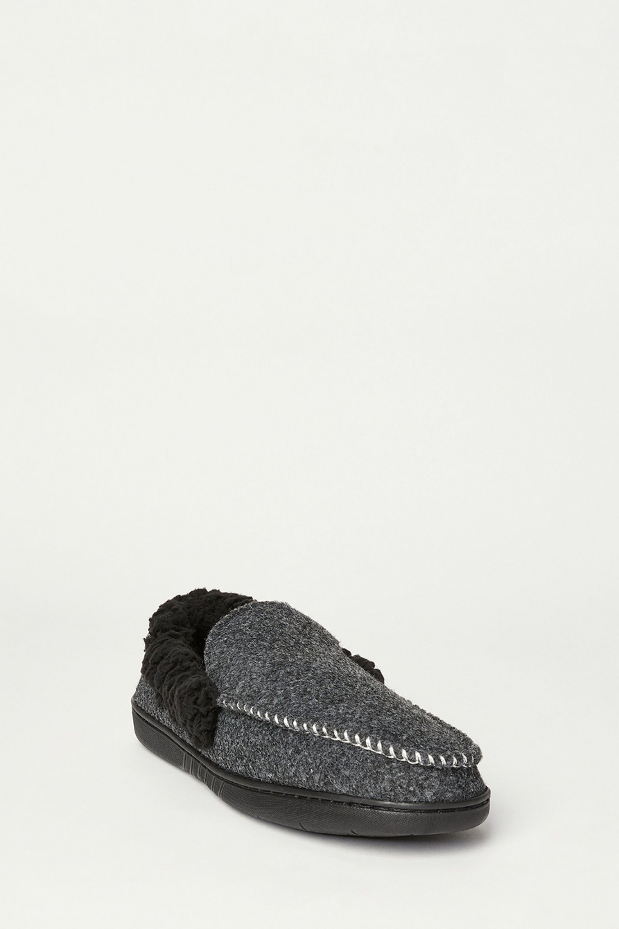  Lucky Brand Mens Faux Wool A-Line Slippers with Memory Foam