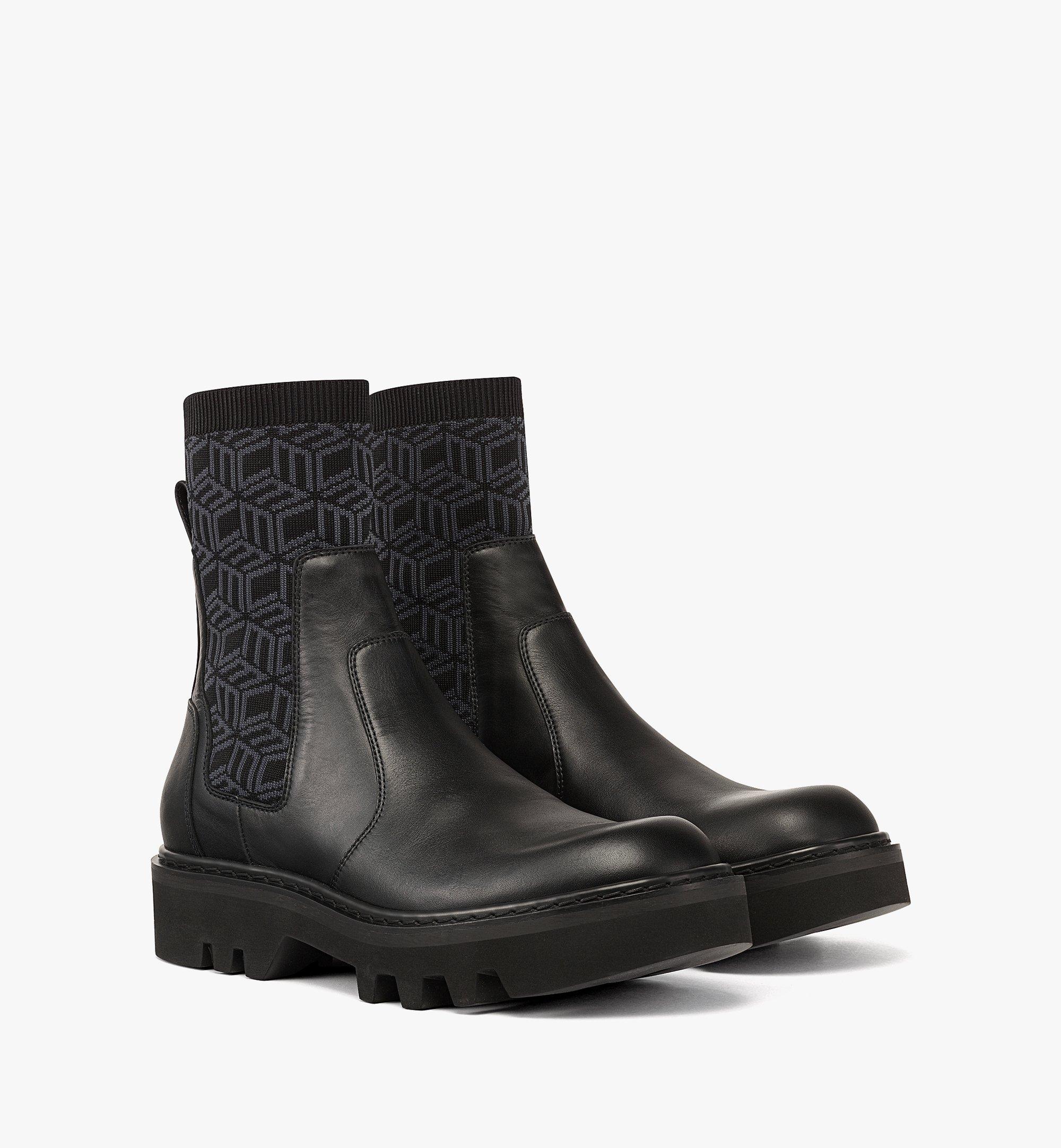 Bottes en cuir de veau à monogramme cubique en maille