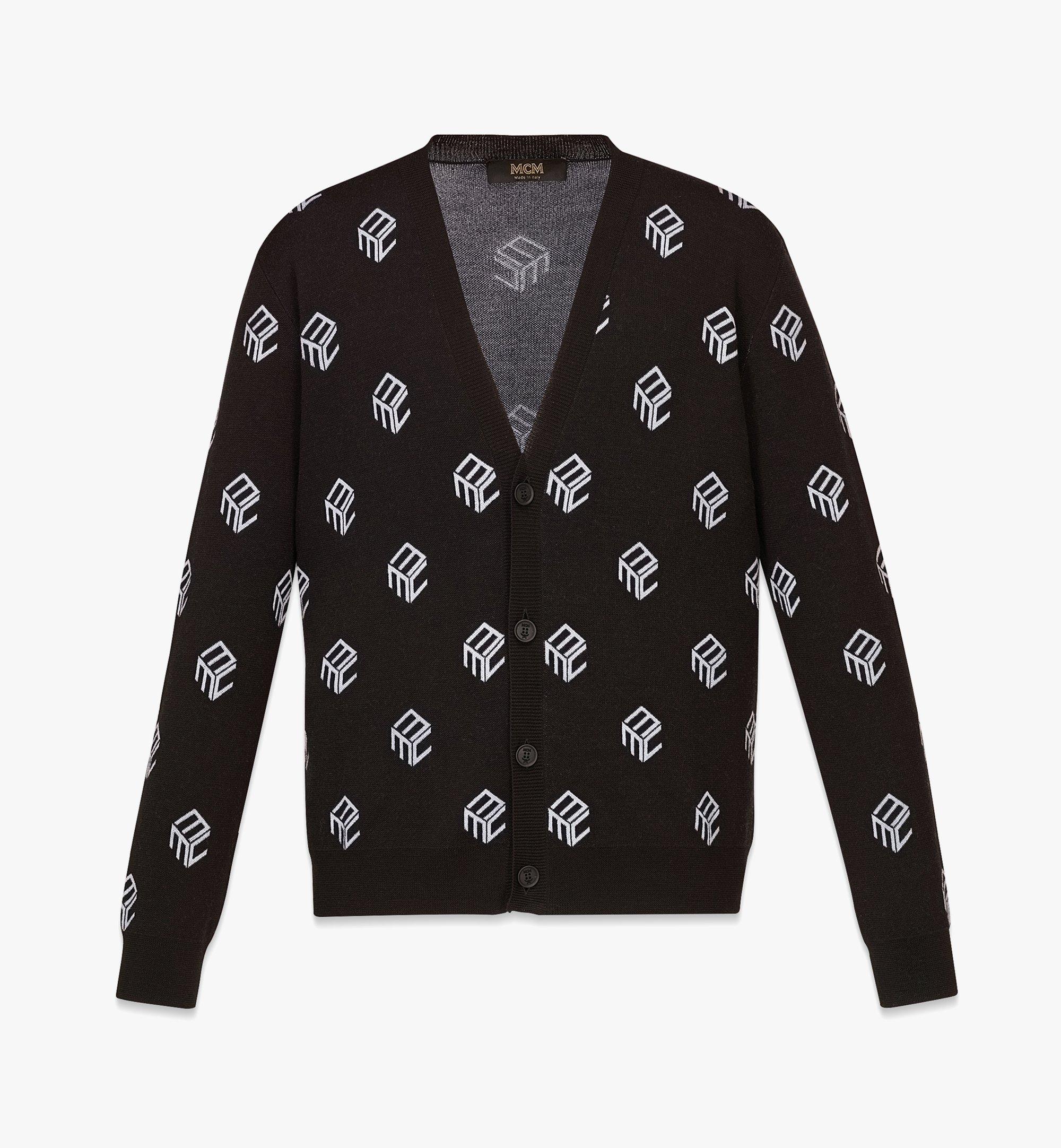 Men’s Jacquard V-Neck Cardigan in Cubic Wool