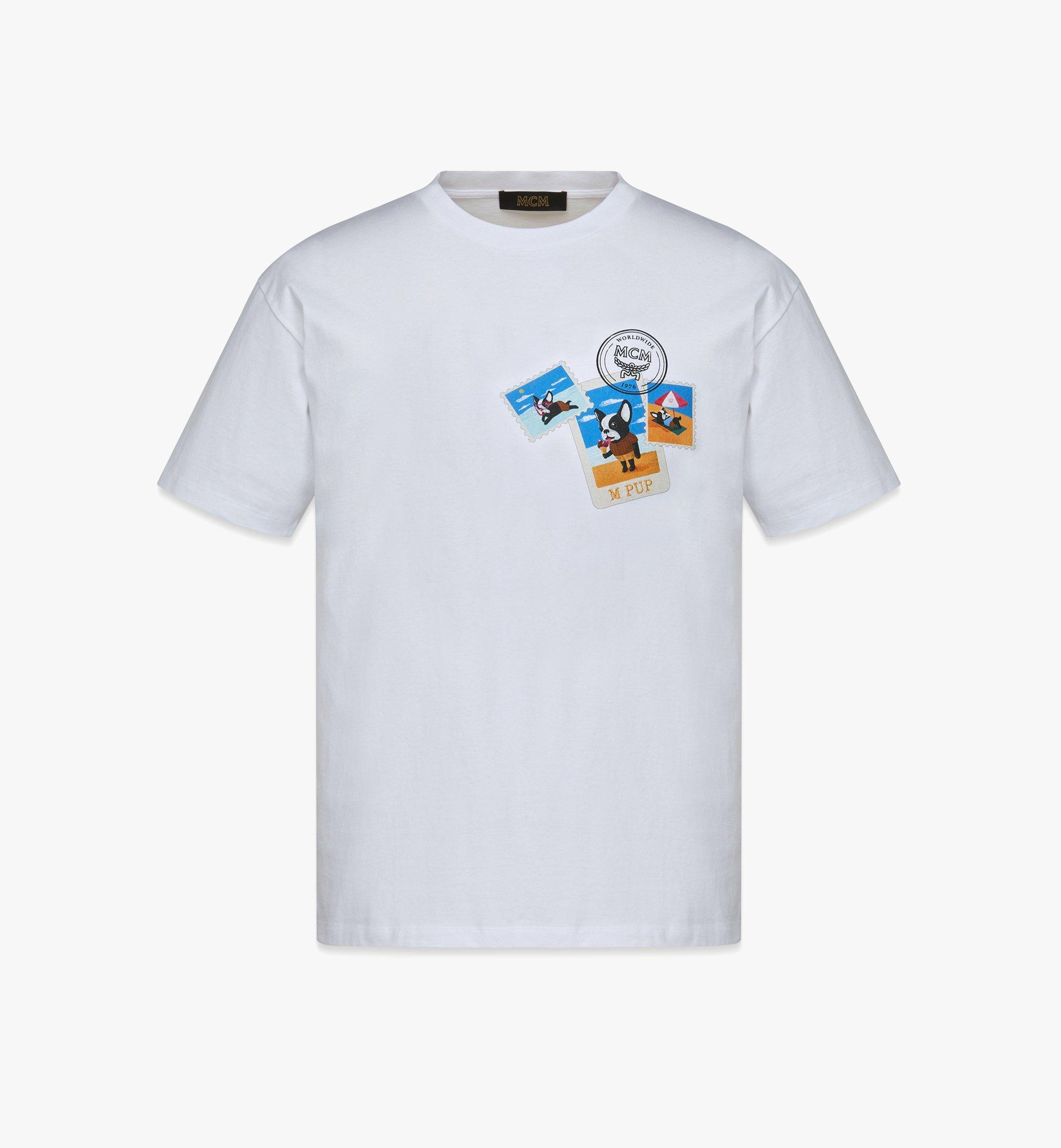 M Pup Postcards Print T-Shirt in Organic Cotton