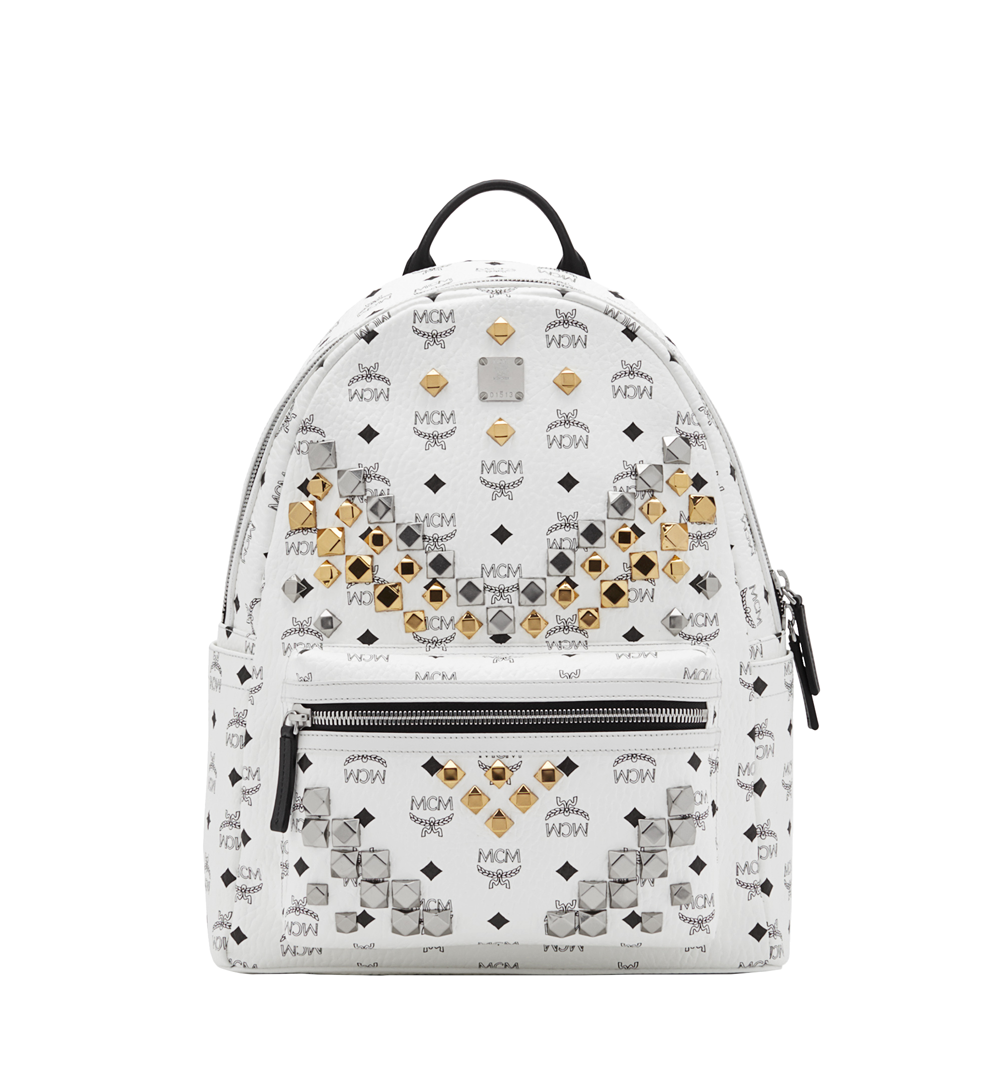 white mcm backpack