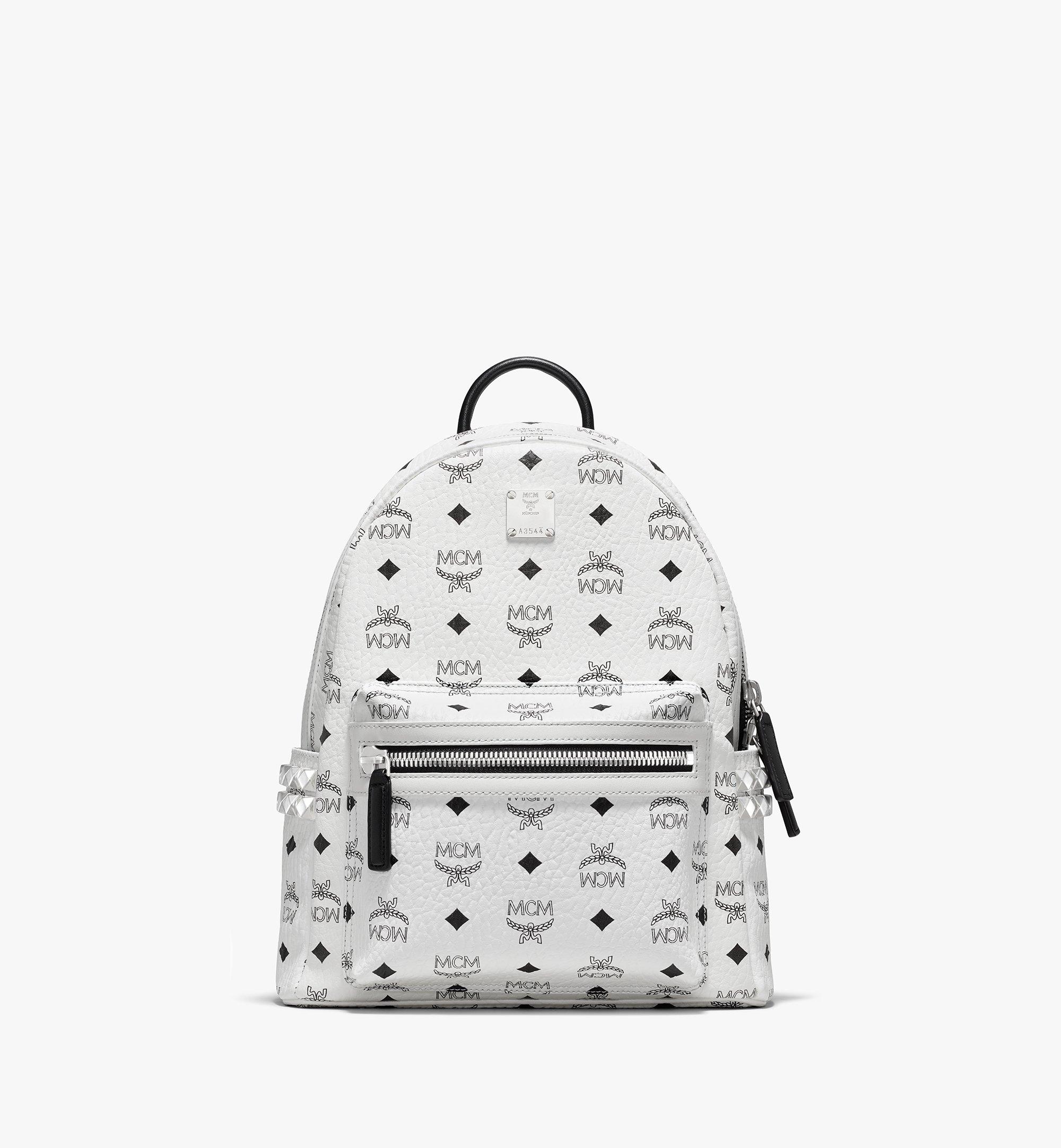 black and white mcm backpack