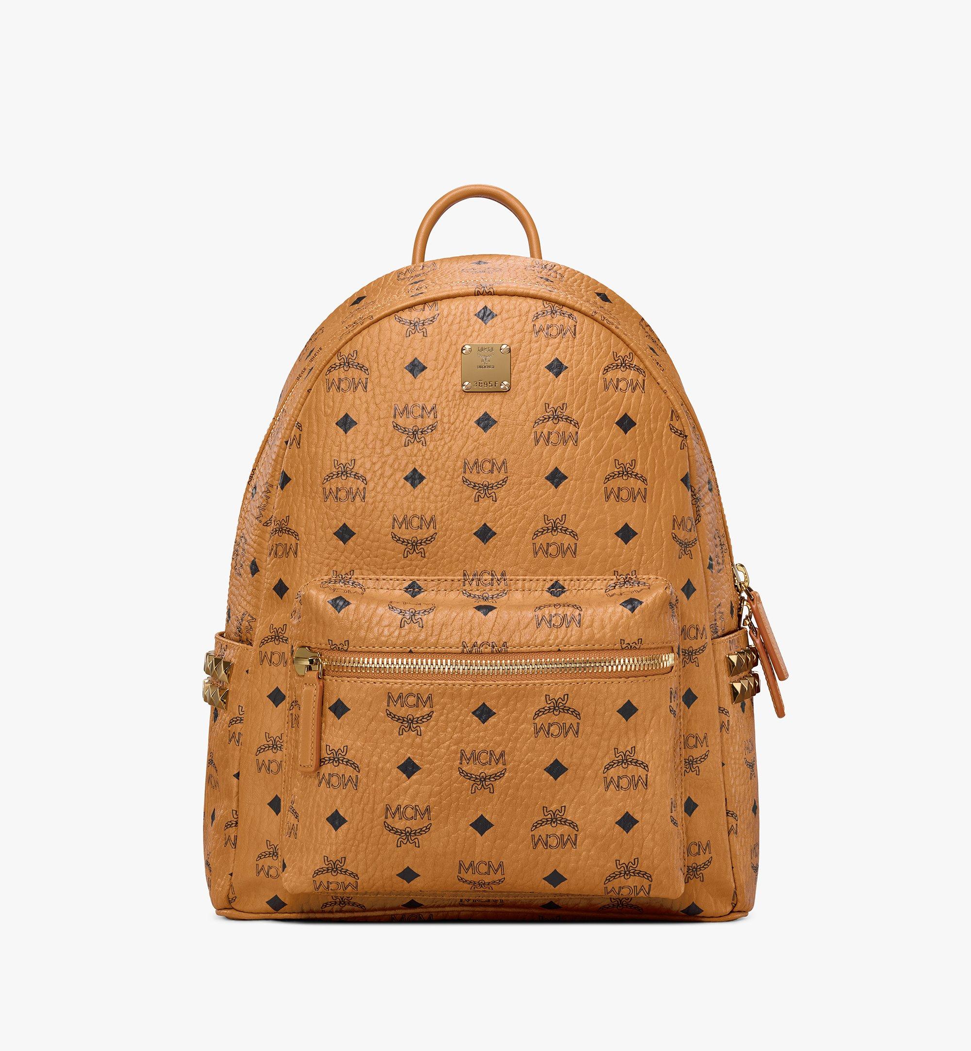 Mcm Medium Stark Side Stud Coated Canvas Backpack - Brown | ModeSens