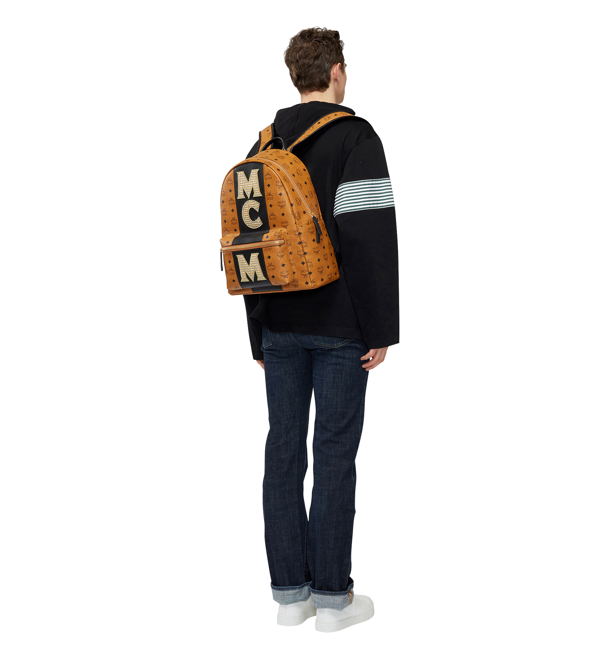 stark logo stripe backpack in visetos